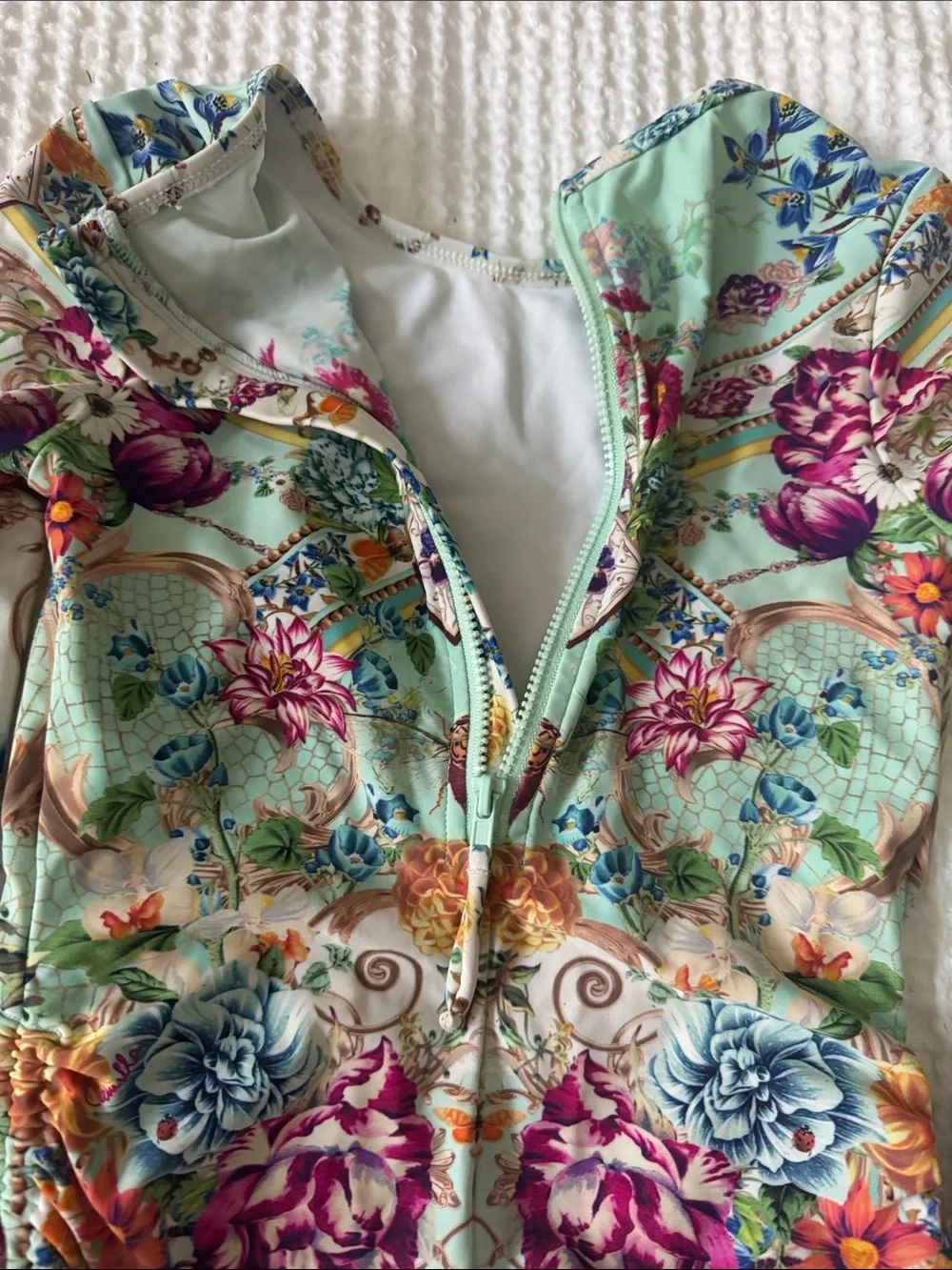 Camilla Girls Mint Floral Long-Sleeve Swim Rashguard